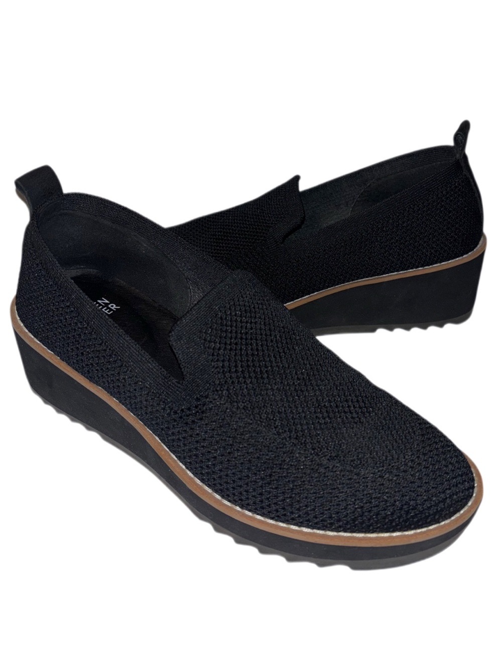 EILEEN FISHER Lindy Stretch Knit Wedge Sport Loafer Women's Size 7 Black/Tan